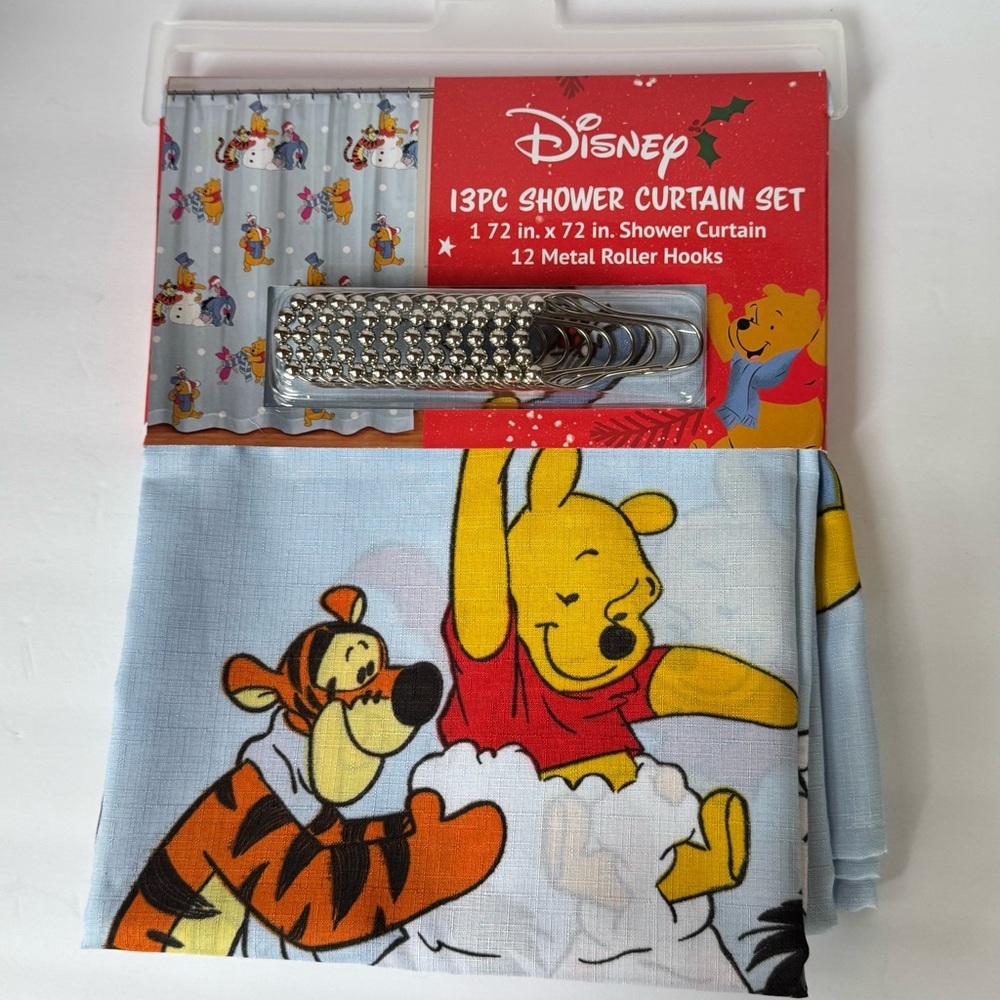 Disney Winnie the Pooh and Tigger holiday Christmas Shower Curtain Set